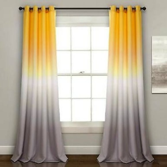 Lush Decor Window Curtains 52x84 - Yellow & Gray Ombre Fiesta Room Darkening C - Picture 1 of 1